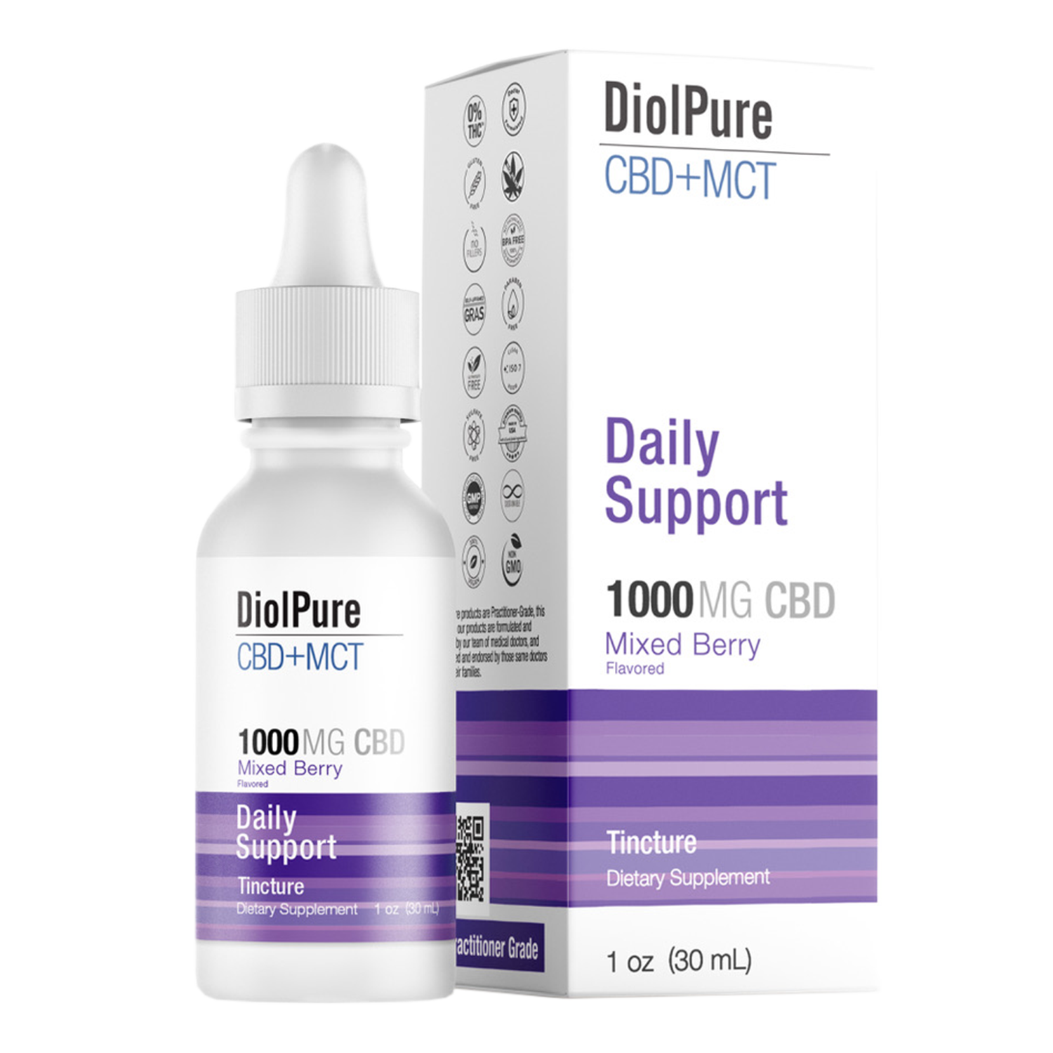 Daily Support CBD Tincture dietary supplement - Mixed Berry - Diolpure