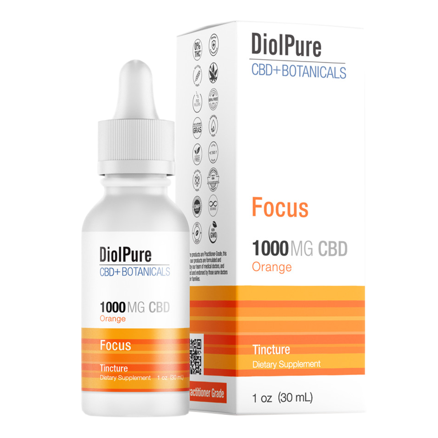 CBD Tincture oil for Focus - Orange Flavour - Diolpure