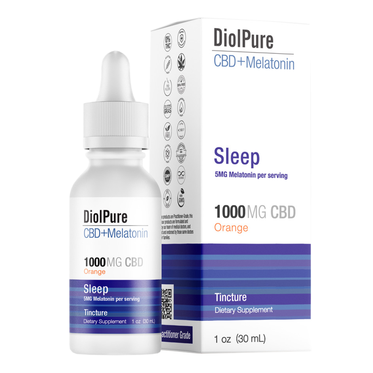 CBD tincture oil dietary supplement for sleep - Orange - Diolpure